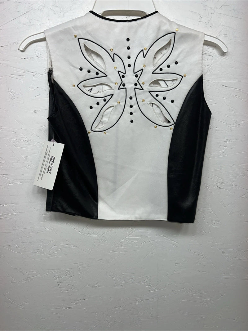New Women’s 1849 Authentic Ranchwear White Black Western Show Vest XXS H-600