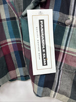 New Women’s Panhandle Slim Plaid Long Sleeve Button Up Crop Top XL MM-115