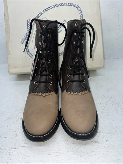 New Women’s Brown A Jama Product Lace Up Cowboy Boots. 6.5 6 1/2 D. 19-87
