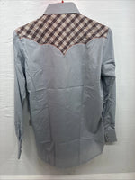 New Men’s Champion Western Gray Designed Long Sleeve Pearl Snap 15.5 Medium X-4