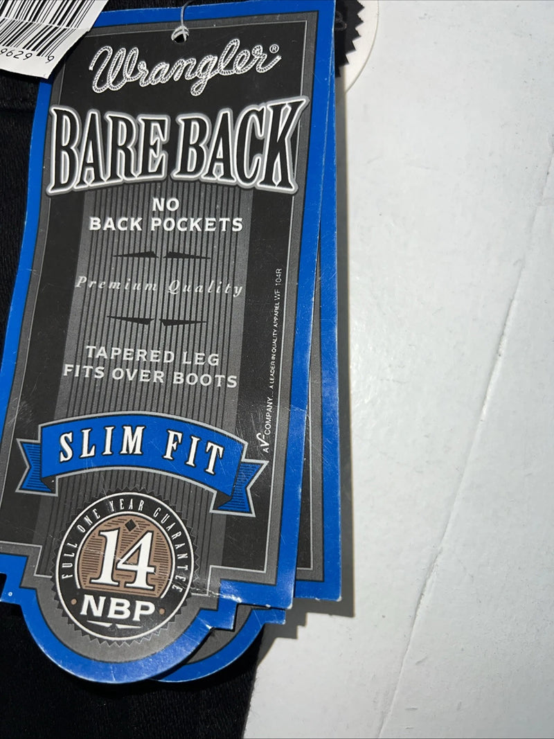 New Women’s Black Wrangler Bareback Cowboy cut Slim Fit Denim Jeans. 15x34 N-18