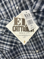 New Kids ELY Cattleman Black Plaid Long Sleeve Pearl Snap Size 14 DD-36