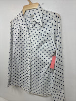 New Women’s Dickson Jenkins White Polkadot Long Sleeve Pearl Snap Size 32 KK-59
