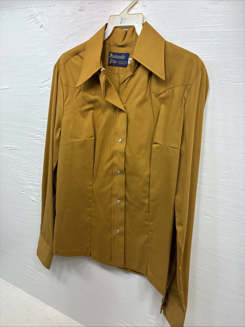 New Kids Panhandle Slim Yellow Long Sleeve Pearl Snap Large CC-75