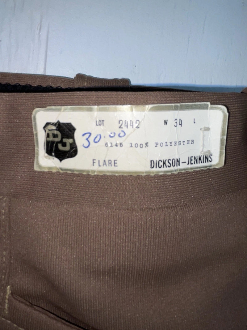 New Vintage Brown Dickson Jenkins Polyester Pants #2442 SS-36