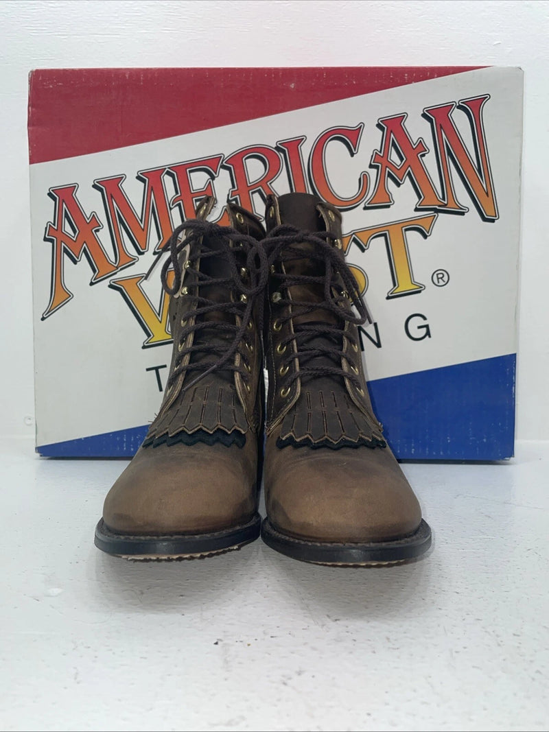 New Women’s Brown American West Cowboy Boots. 5975 8.5 8 1/2 M. 16-99