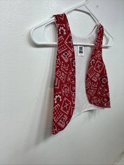 New Kids Kiddie Korral Red Western Design Sleeveless Vest Size Medium YY-33