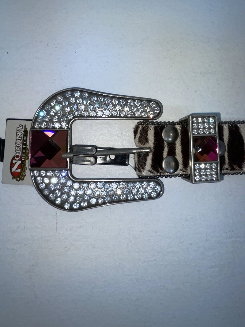 New Zebra Print Genuine Leather Nocona Bling M Belt #N1330999 Z-63