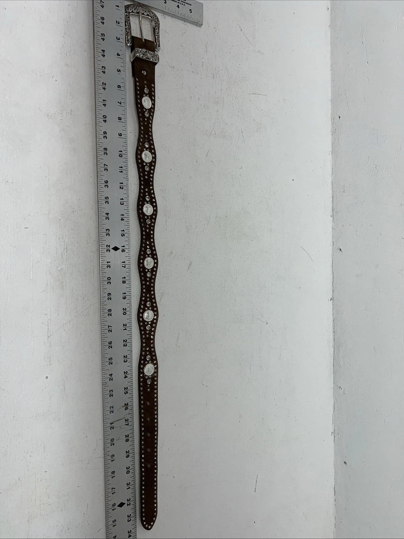 New Nocona Brown Fur Genuine Leather Belt Small #N3441002 W-18
