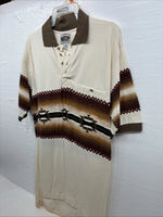 New Men’s Cumberland Brown Western Design Short Sleeve Polo Medium K-50