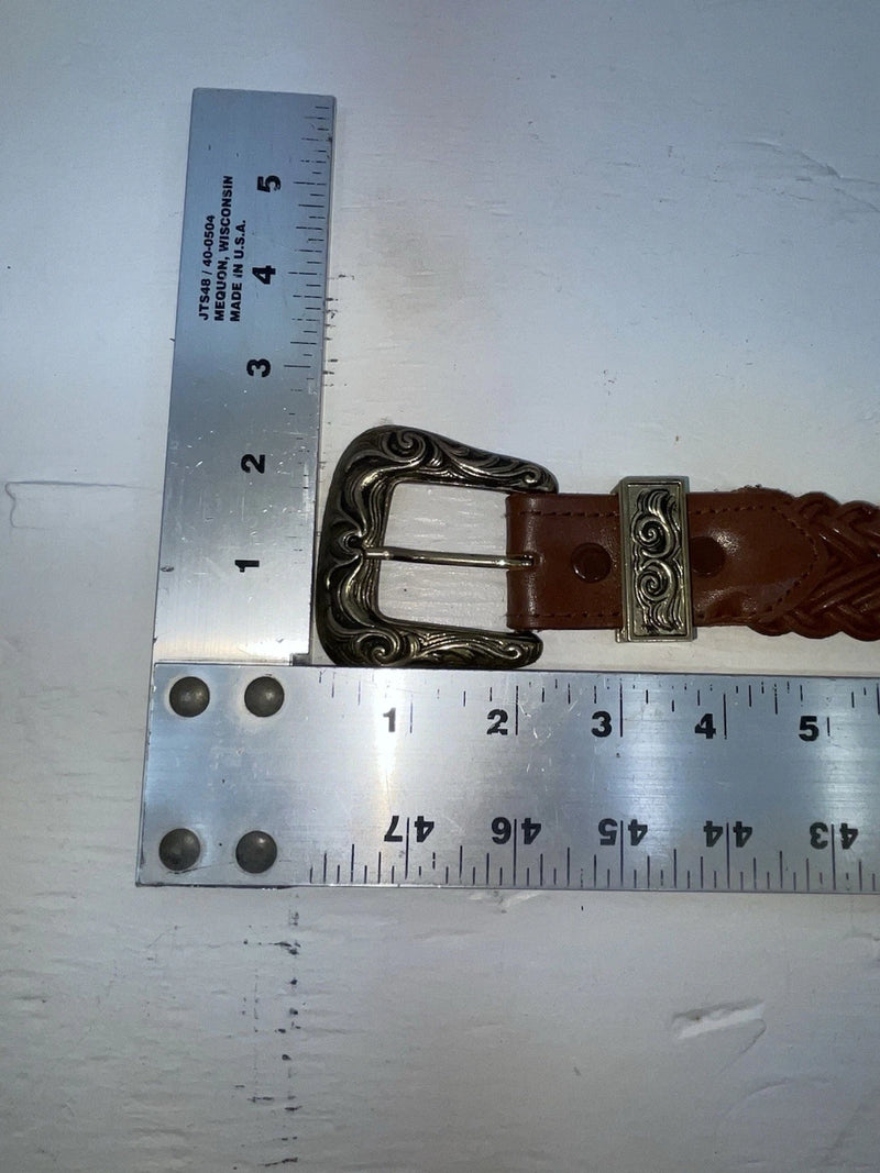 New Brown Genuine Leather Braided 34” Belt #02/4709 JJ-59