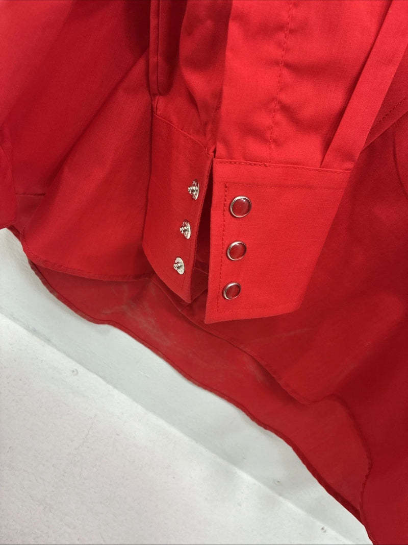 New Men’s ELY Diamond Red Designed Long Sleeve Pearl Snap Medium DD-100