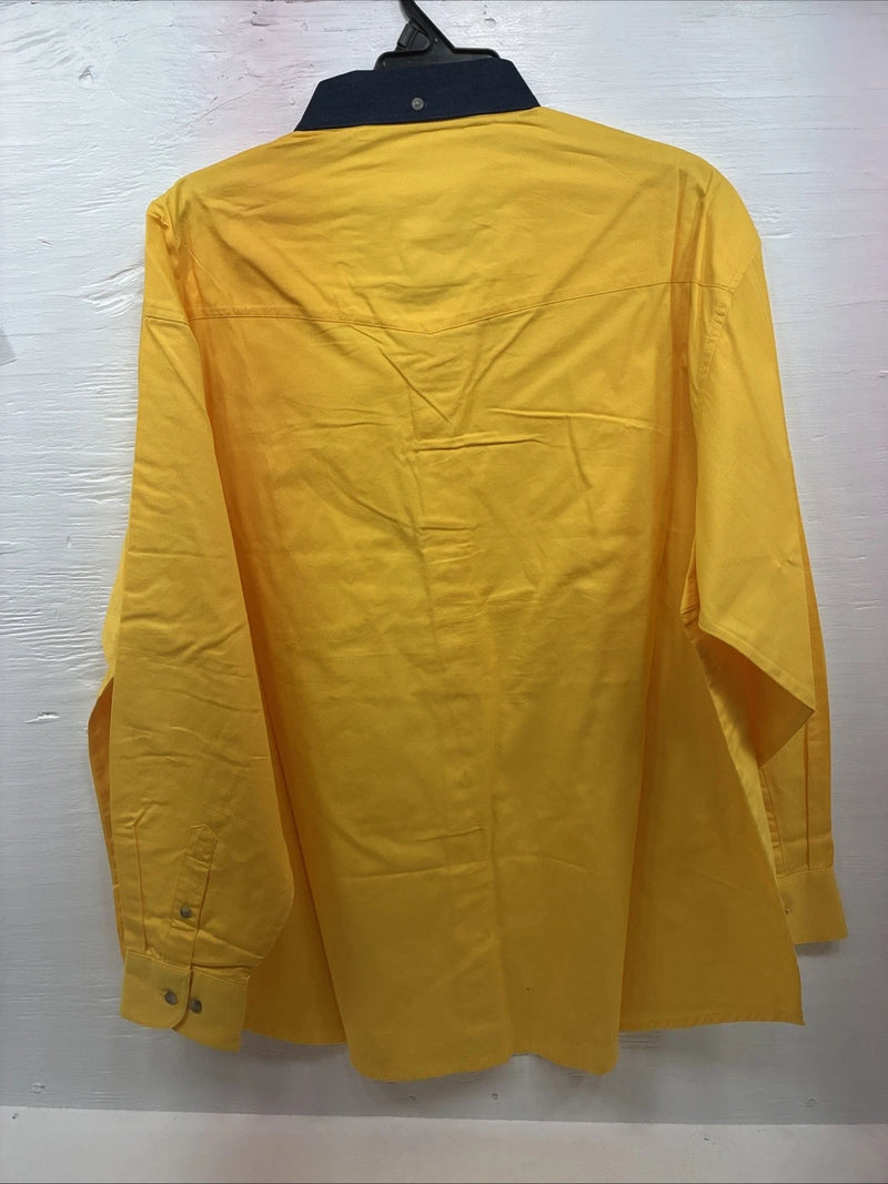 New Men’s PBR Wrangler Yellow Blue Long Sleeve Button Up 2XL T-28