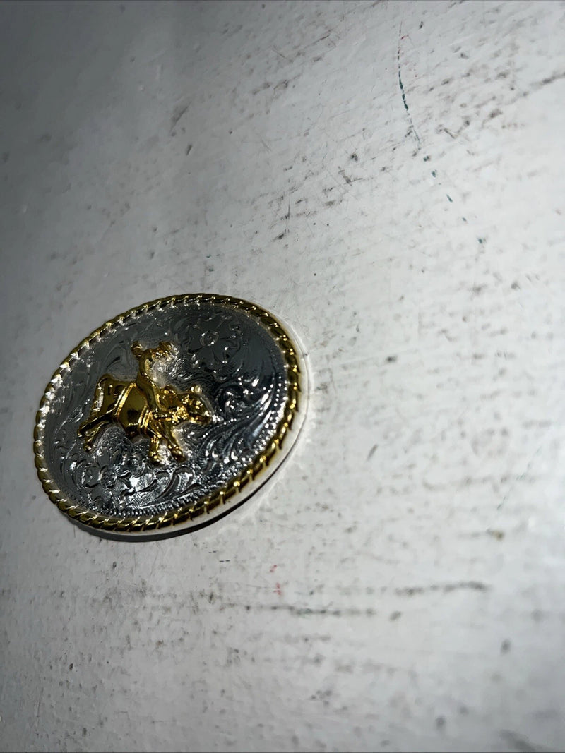 New Children’s Gold Silver Bull Rider Belt Buckle. F-14