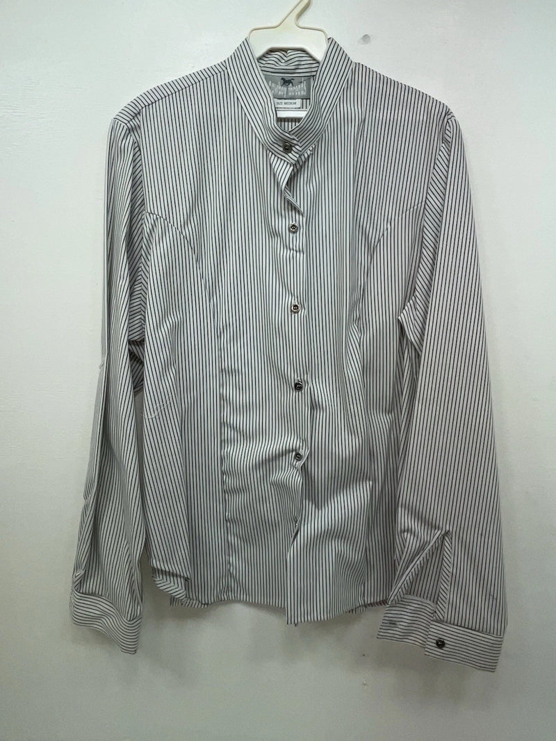 New Women’s Black Striped Cowboy Threads Long Sleeve Button Up Shirt M 3B-90