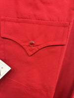 New Men’s ELY Cattleman Red Simple Long Sleeve Pearl Snap 17 X 35 XL M-78