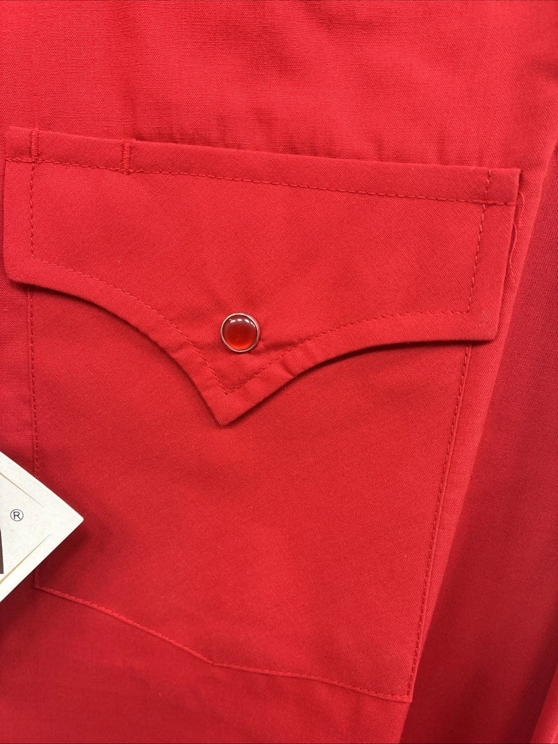 New Men’s ELY Cattleman Red Simple Long Sleeve Pearl Snap 17 X 35 XL M-78