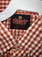 New Men’s Red Plaid Western Shirt Works Short Sleeve Button Up Shirt 15.5 M S-40