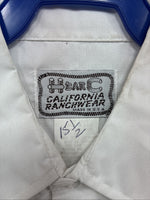 New Men’s H Bar C White Embroidered Long Sleeve Pearl Snap 15.5 Medium K-58