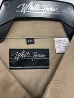 New Men’s White Horse Brown Long Sleeve Pearl Snap 2XL H-53
