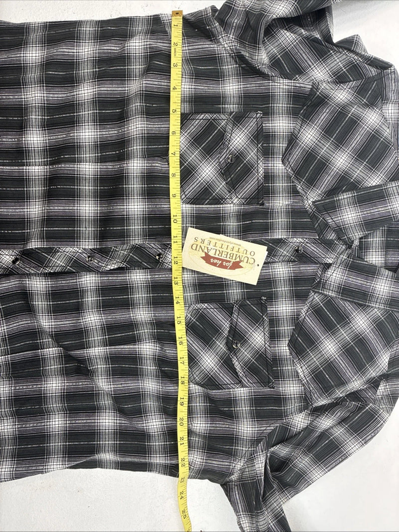New Women’s Cumberland Gray Plaid Long Sleeve Pearl Snap XL LL-7