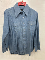 New Men’s Champion Western Blue Jean Long Sleeve Pearl Snap 16.5 Large AA-26