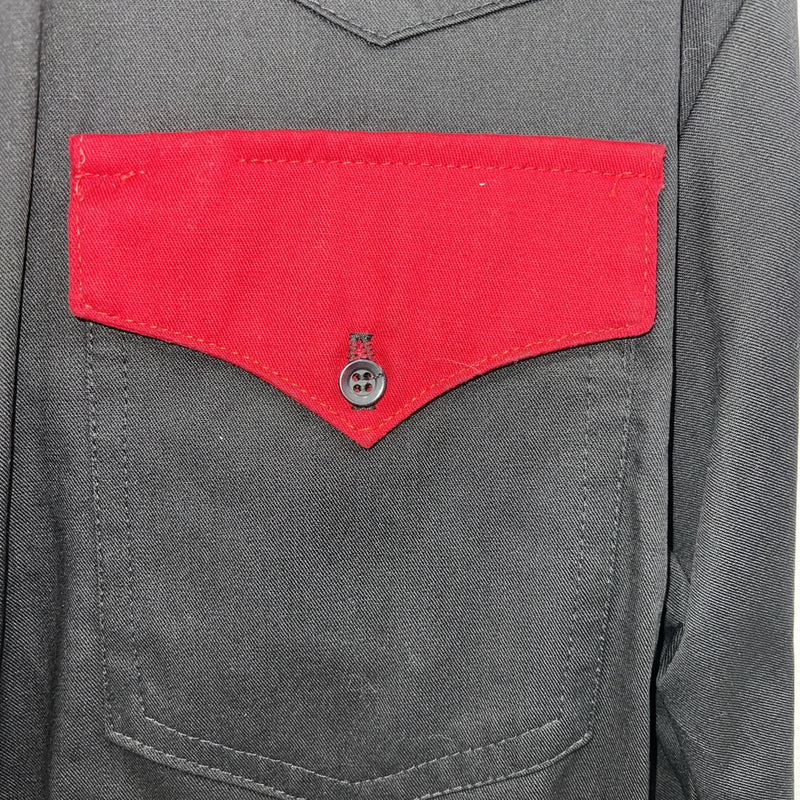New Men’s Cowboy Threads  Black Red Long Sleeve Button Up Small B-54