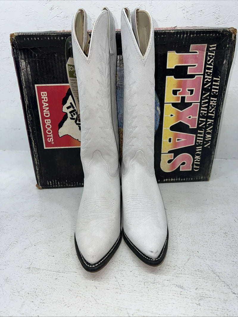 New Women’s White Texas Brand Cowboy Boots. L 198917 7.5 7 1/2 M. 17-25