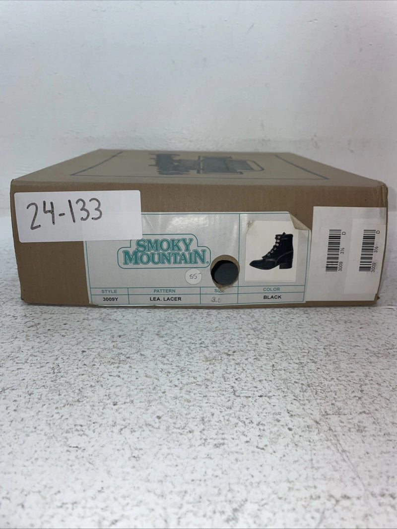 New Kids Black Lace Up Smoky Mountain Cowboy Boots. 3009 Y 3.5 3 1/2. 24-133