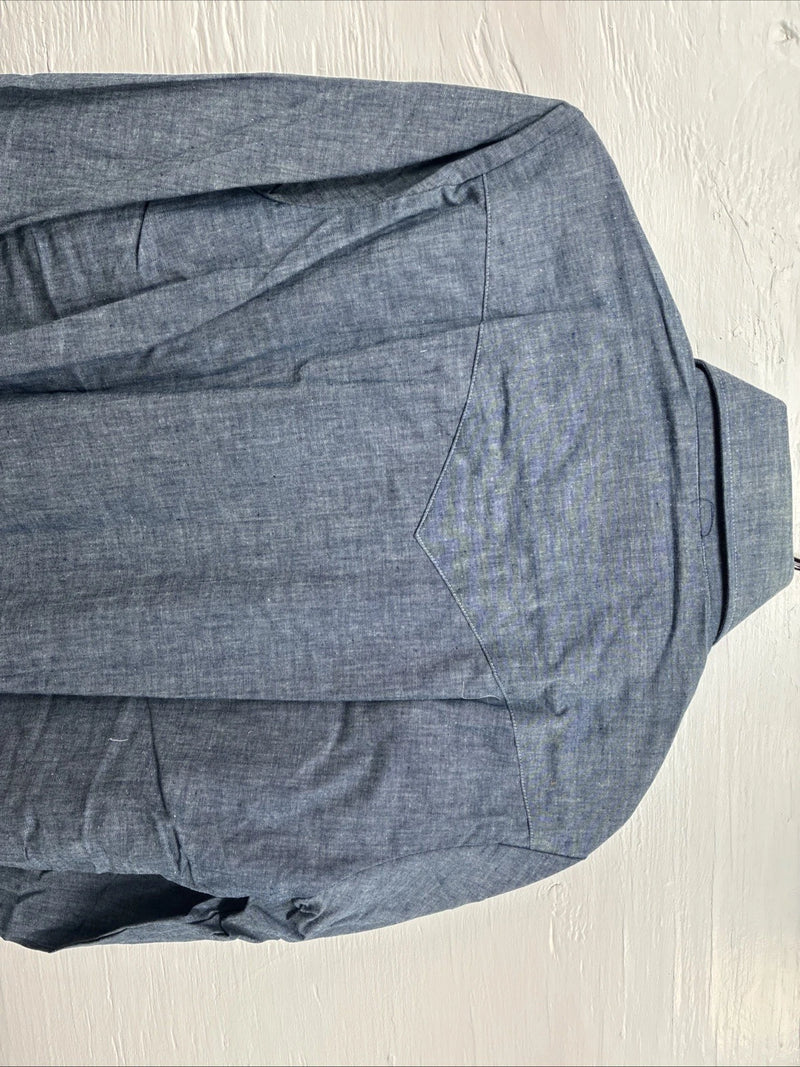 New Men’s Champion Western Blue Design Long Sleeve Pearl Snap 15.5 Medium R-11