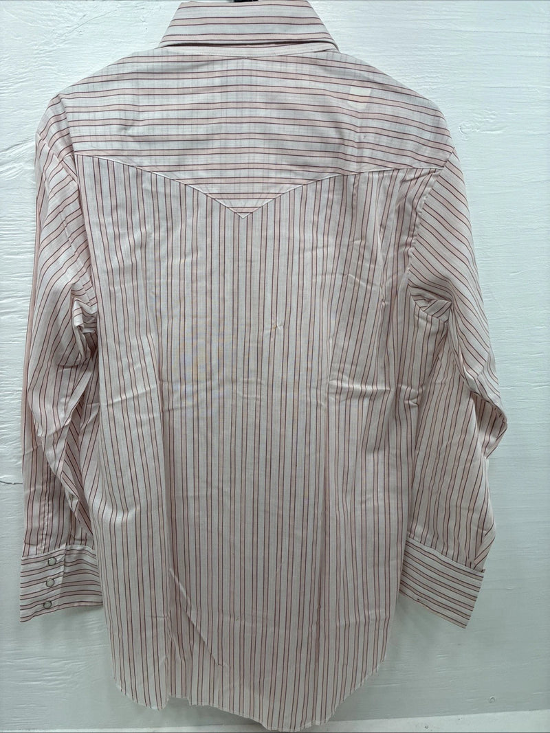 New Men’s Tem Tex Pink White Stripe Long Sleeve Pearl Snap 16 X 33 Large M-25