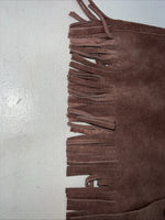 New Women’s Western Express Brown Leather Fringe Vest Large WW-30