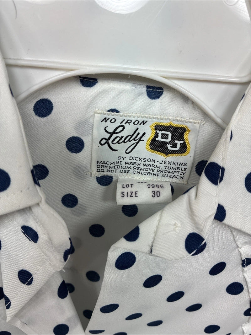 New Women’s Dickson Jenkins Blue Polkadot Long Sleeve Pearl Snap Size 30 MM-58