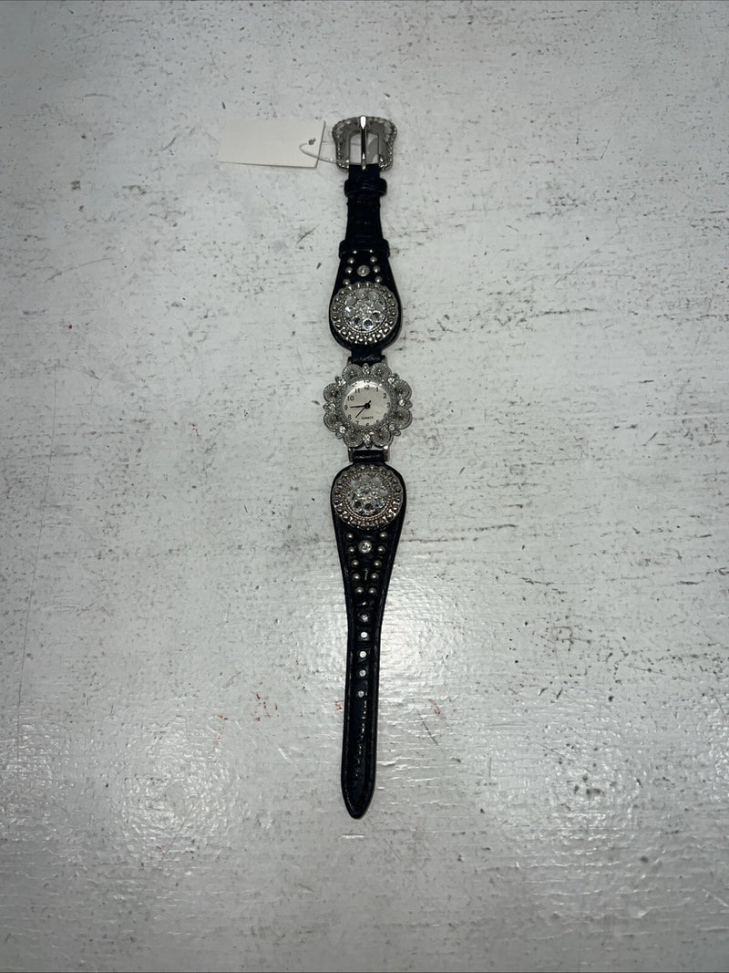 New Women’s Blazin Roxx Black With Flower Bling Watch. 3102601 D-13