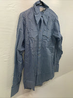 New men’s RockMount Ranch Blue Long Sleeve Pearl Snap 15 X 35 Medium B-81