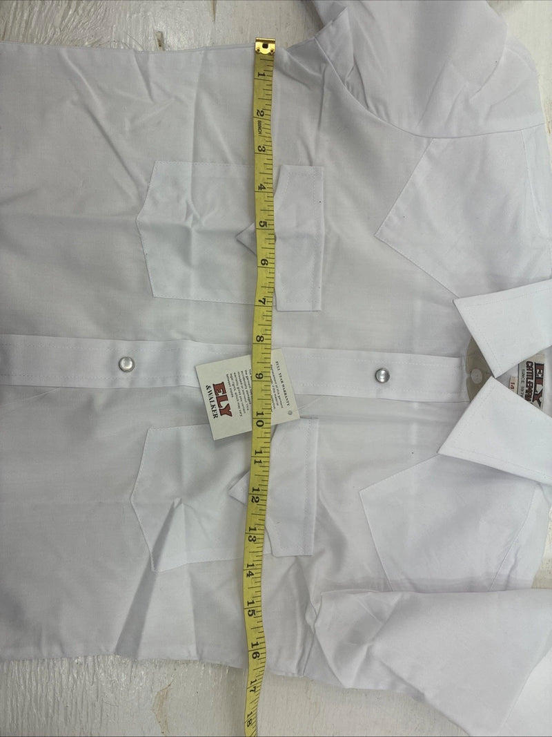 New Kids ELY Classic White Long Sleeve Pearl Snap Size 14 CC-118
