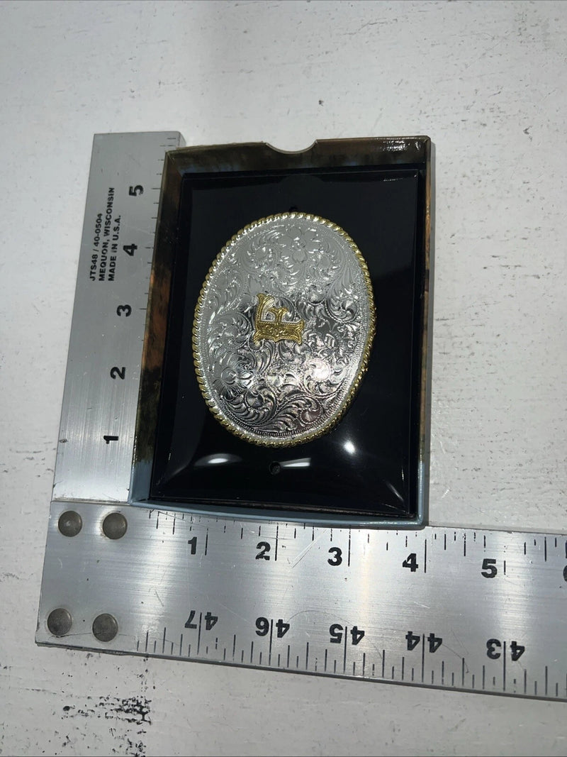 New Women’s Nocona Gold Silver “F” Belt Buckle. 37572-F A-116