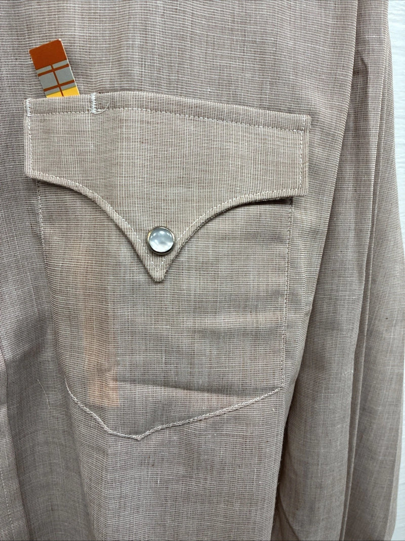 New Men’s H Bar C Brown Long Sleeve Pearl Snap 16 X 36 Large CC-63