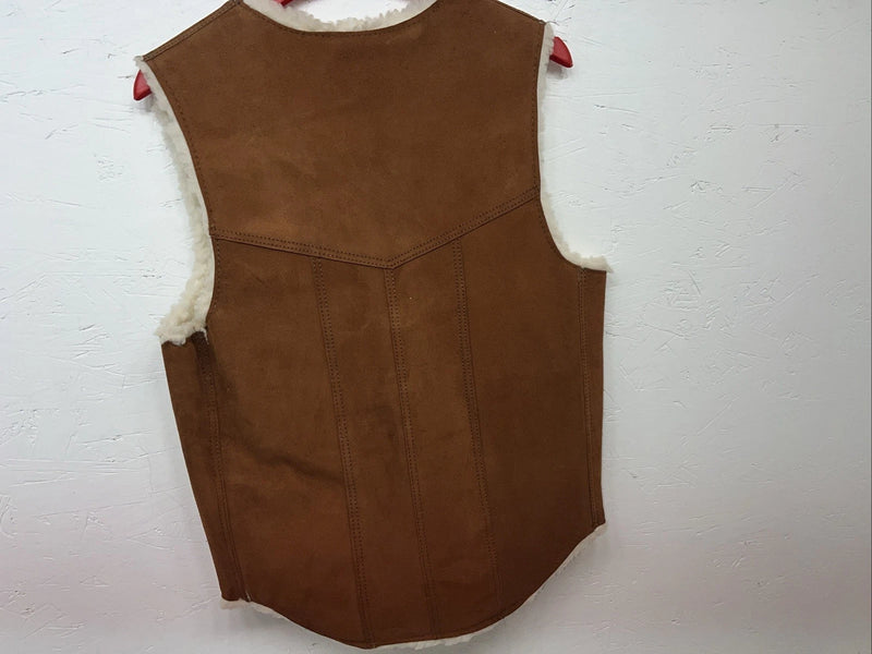 New Women’s Steerbrand Brown Leather Wool Vest Small Q-600