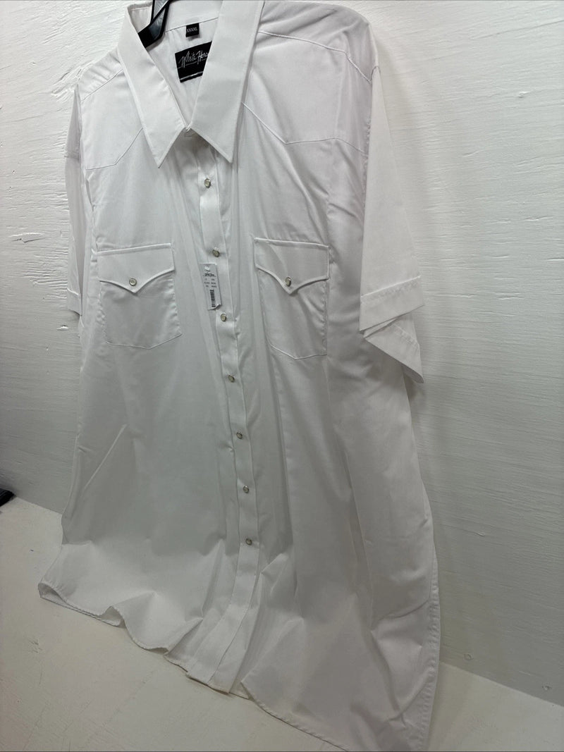 New Men’s White Horse White Shirt Sleeve Pearl Snap 4XL E-96
