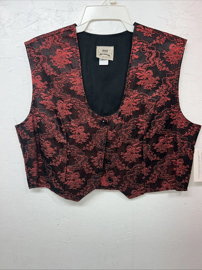 New Women’s 1849 Authentic Ranchwear Red Show Vest XXL #77872 UU-17