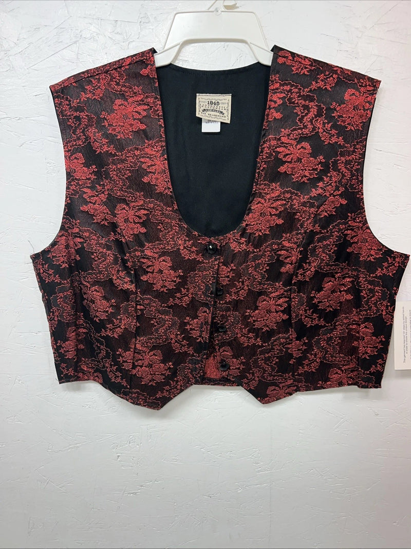 New Women’s 1849 Authentic Ranchwear Red Show Vest XXL #77872 UU-17