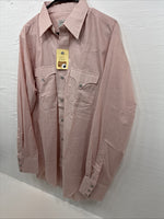 New Men’s H Bar C Pink Long Sleeve Pearl Snap 15.5 Medium J-43