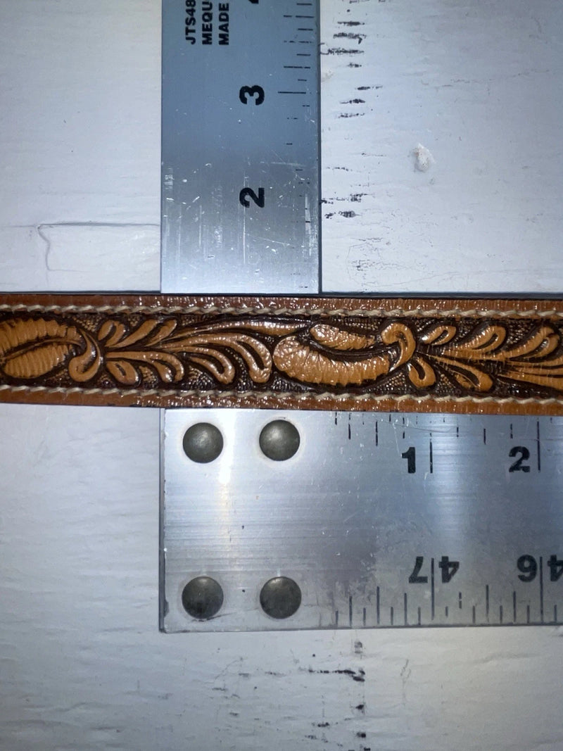 New Brown Genuine Leather Perkies Tooled 18” Belt #170 NN-85