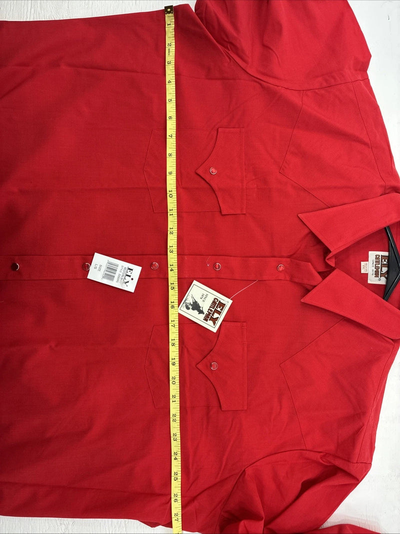 New Men’s ELY Cattleman Red Long Sleeve Pearl Snap 18.5 X 35 2XL AA-62 