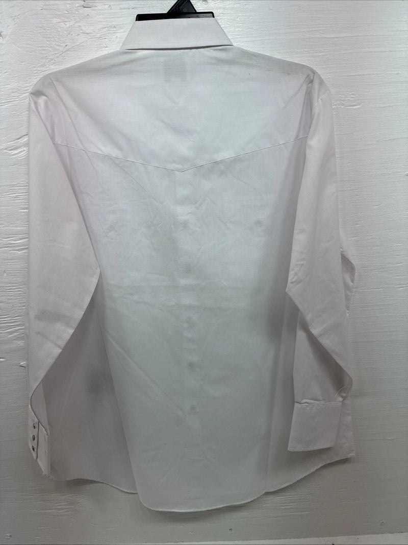 Me Women’s ELY Cattleman White Long Sleeve Pearl Snap 16.5 X 34 Large X-43