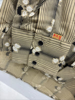 New Men’s ELY Plains Tan Black Floral Long Sleeve Pearl Snap 16 X 36 Large X-64