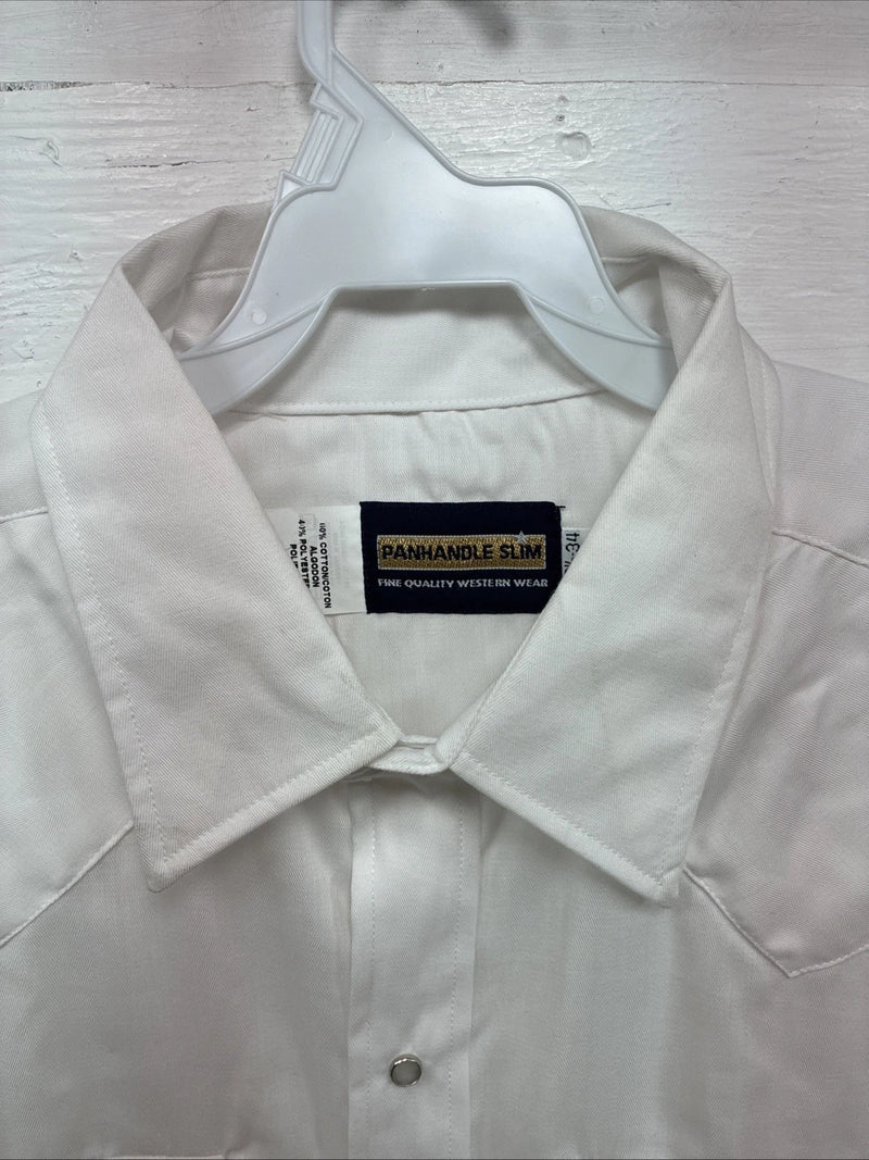 New Men’s Panhandle Slim White Long Sleeve Pearl Snap 18.5 2XL AA-114