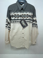 New Men’s Grey Aztec Panhandle Slim Long Sleeve Button Up Shirt S #DS3260 3B-94