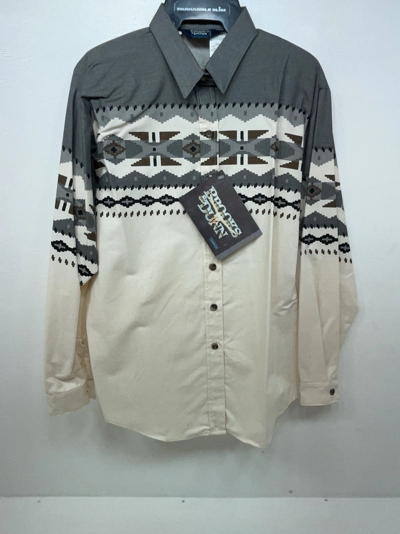 New Men’s Grey Aztec Panhandle Slim Long Sleeve Button Up Shirt S #DS3260 3B-94